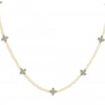 Wholesale pearl Beaded Necklace Metal Bubble Criss Cross Stations L Extender L