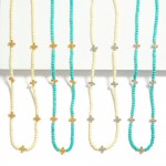 Wholesale stone Beaded Necklace Metal Bubble Criss Cross Stations L Extender L