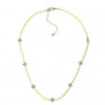 Wholesale stone Beaded Necklace Metal Bubble Criss Cross Stations L Extender L