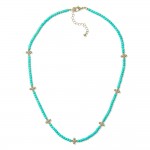 Wholesale stone Beaded Necklace Metal Bubble Criss Cross Stations L Extender L