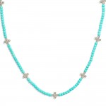 Wholesale stone Beaded Necklace Metal Bubble Criss Cross Stations L Extender L