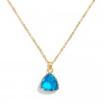 Wholesale chain Link Necklace Triangle Cubic Zirconia Pendant L Extender L