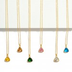 Wholesale chain Link Necklace Triangle Cubic Zirconia Pendant L Extender L