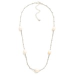 Wholesale textured Metal Tube Beaded Necklace Pearl Stations L Extender L