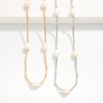Wholesale textured Metal Tube Beaded Necklace Pearl Stations L Extender L