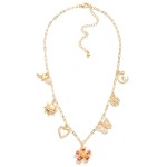 Wholesale paperclip Chain Link Charm Necklace Metal Charms Enamel Flower Pendant