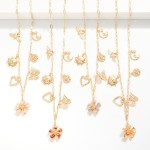 Wholesale paperclip Chain Link Charm Necklace Metal Charms Enamel Flower Pendant