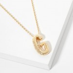 Wholesale dainty Chain Link Necklace Metal Bubble Initial Pendant Gold Dipped Hy