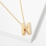 Wholesale dainty Chain Link Necklace Metal Bubble Initial Pendant Gold Dipped Hy