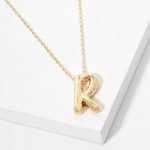 Wholesale dainty Chain Link Necklace Metal Bubble Initial Pendant Gold Dipped Hy
