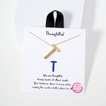 Wholesale dainty Chain Link Necklace Metal Bubble Initial Pendant Gold Dipped Hy