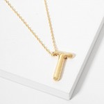 Wholesale dainty Chain Link Necklace Metal Bubble Initial Pendant Gold Dipped Hy