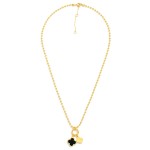 Wholesale gold Dipped Ball Chain Charm Necklace Twisted Metal Circle Two Clover