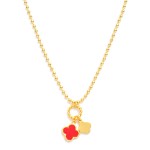 Wholesale gold Dipped Ball Chain Charm Necklace Twisted Metal Circle Two Clover