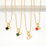 Wholesale gold Dipped Ball Chain Charm Necklace Twisted Metal Circle Two Clover