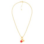 Wholesale gold Dipped Ball Chain Charm Necklace Twisted Metal Circle Two Clover