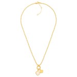 Wholesale gold Dipped Ball Chain Charm Necklace Twisted Metal Circle Two Clover