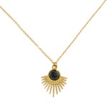 Wholesale chain Link Necklace Metal Sunburst Stone Pendant L