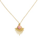 Wholesale chain Link Necklace Metal Sunburst Stone Pendant L
