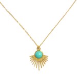 Wholesale chain Link Necklace Metal Sunburst Stone Pendant L