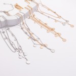 Wholesale layered Metal Chain Link Necklace Metal Accent L Extender L