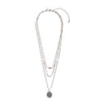 Wholesale layered Chain Link Necklace Semi Precious Stone Pendant L Extender L