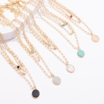 Wholesale layered Chain Link Necklace Semi Precious Stone Pendant L Extender L