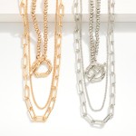 Wholesale layered Metal Necklace Metal Beads Paperclip Chain Toggle Clasp L Exte