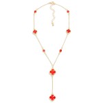 Chain Link Y Necklace Featuring Glass Crystal Clover Accents 

- Approximately 16" L
- Extender 3" L