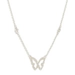Wholesale chain Link Necklace Rhinestone Studded Butterfly Pendant L Extender L
