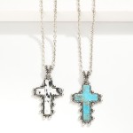 Wholesale chain Link Necklace Western Stone Cross Pendant L Extender L