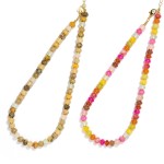 Wholesale candy Stone Beaded Necklace Gold Disk Details L Extender L