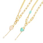 Wholesale matte Gold Chain Link Necklace Stone Accent Stone Heart Pendant L Exte