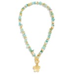 Wholesale stone Beaded Necklace Metal Flower Toggle Clasp Pendant L Extender L