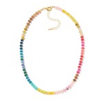 Wholesale candy Stone Beaded Necklace Gold Bead Details L Extender L