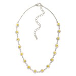 Wholesale linked Painted Metal Flower Necklace L Extender L