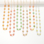 Wholesale linked Painted Metal Flower Necklace L Extender L
