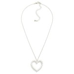 Wholesale petite Paperclip Chain Link Necklace Pearl Studded Hollow Heart Pendan