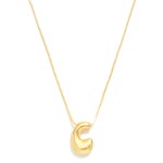 Wholesale metal Box Chain Necklace Retro Bubble Initial Pendant K Gold Plated L