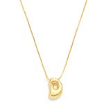 Wholesale metal Box Chain Necklace Retro Bubble Initial Pendant K Gold Plated L
