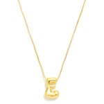 Wholesale metal Box Chain Necklace Retro Bubble Initial Pendant K Gold Plated L