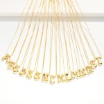 Wholesale metal Box Chain Necklace Retro Bubble Initial Pendant K Gold Plated L