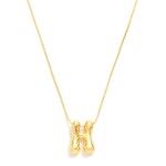 Wholesale metal Box Chain Necklace Retro Bubble Initial Pendant K Gold Plated L