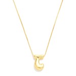 Wholesale metal Box Chain Necklace Retro Bubble Initial Pendant K Gold Plated L