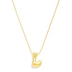 Wholesale metal Box Chain Necklace Retro Bubble Initial Pendant K Gold Plated L