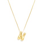 Wholesale metal Box Chain Necklace Retro Bubble Initial Pendant K Gold Plated L