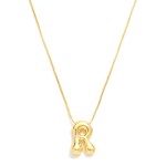 Wholesale metal Box Chain Necklace Retro Bubble Initial Pendant K Gold Plated L