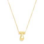 Wholesale metal Box Chain Necklace Retro Bubble Initial Pendant K Gold Plated L