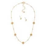 Wholesale dainty Chain Link Necklace Metal Circle Stations Metal Flower Station
