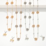 Wholesale dainty Chain Link Necklace Metal Circle Stations Metal Flower Station